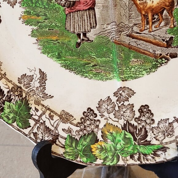 SPODE COPELAND SPODE'S BYRON SANDWICH PLATE IRONSTONE PLATTER BROWN +WHITE GUC - Picture 6 of 9